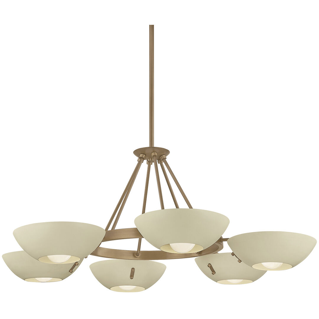 Alturas 6 Light 40.5 inch Patina Brass and Soft Sand Chandelier Ceiling Light