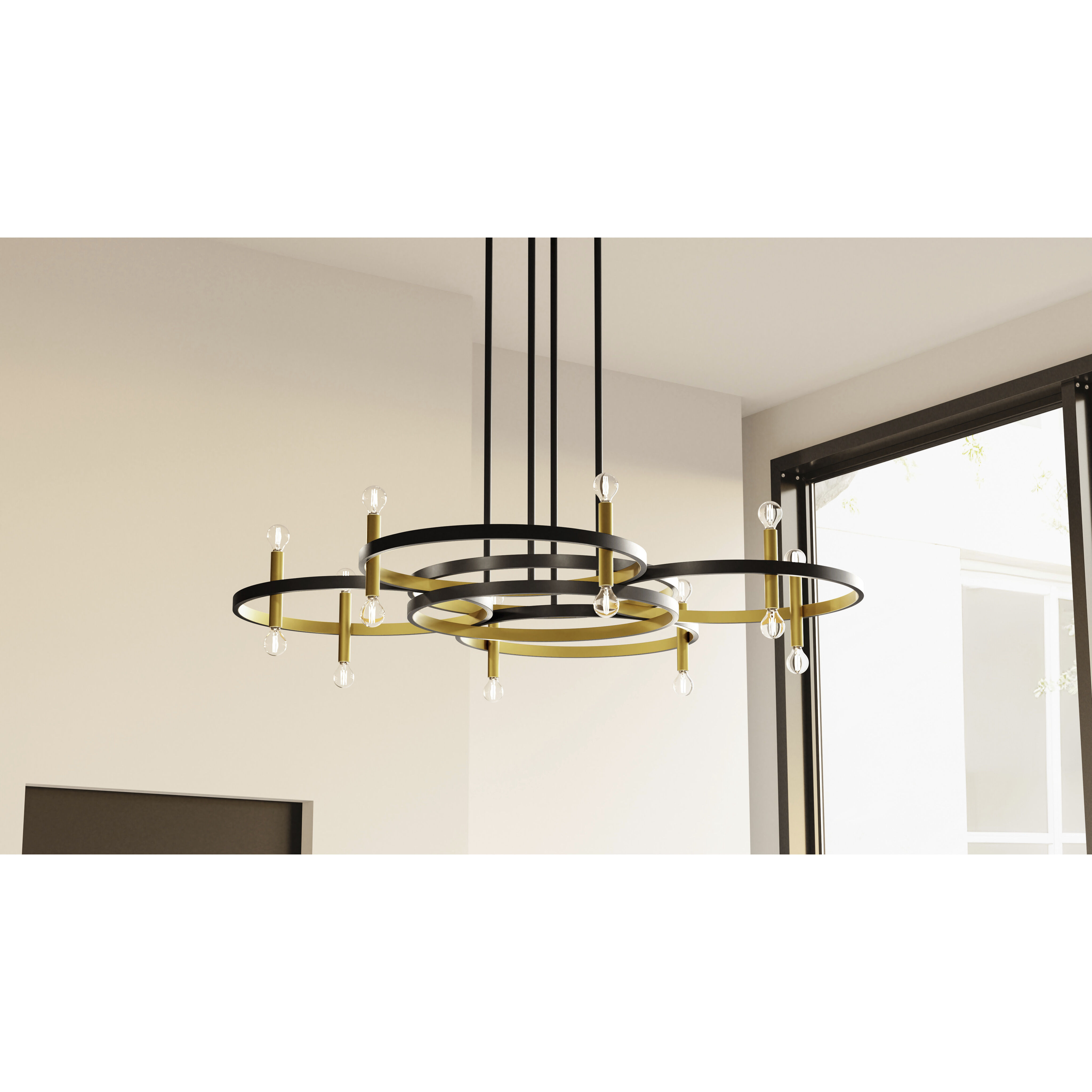Winsland 16 Light 50 inch Matte Black Chandelier Ceiling Light