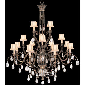 A Midsummer Nights Dream 16 Light 57 inch Gold Chandelier Ceiling Light in Crystal, Hand-Sewn Shade