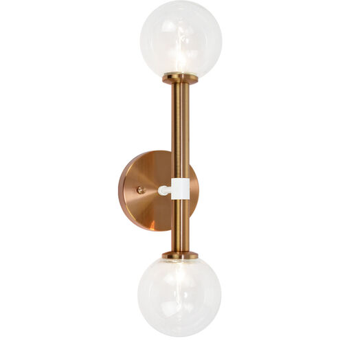 Stellar 2 Light 5 inch Aged Gold Brass Wall Sconce Wall Light in Aged Gold Brass and Clear