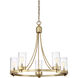 Modern 5 Light 26 inch Natural Brass Chandelier Ceiling Light