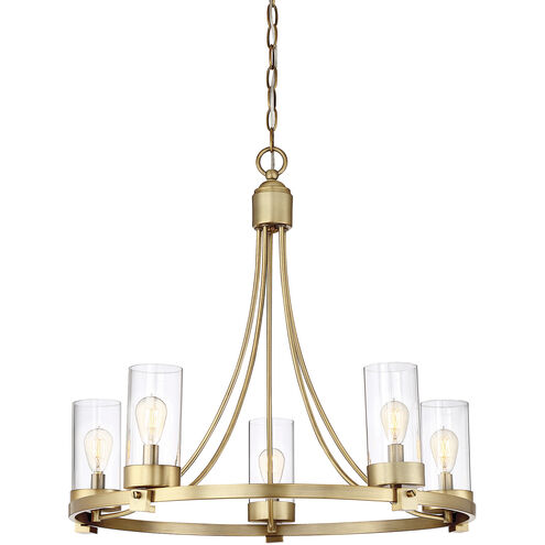 Modern 5 Light 26 inch Natural Brass Chandelier Ceiling Light