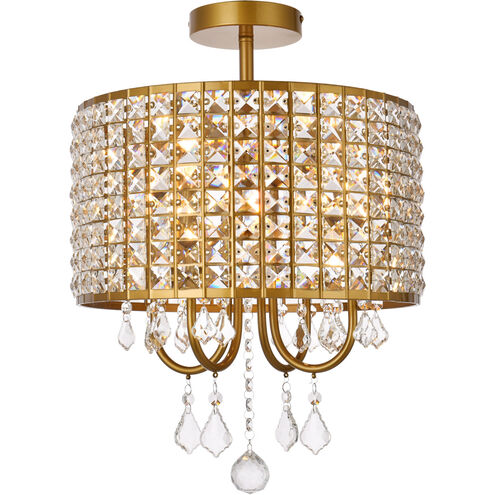 Elise 4 Light 14 inch Brass Flush Mount Ceiling Light