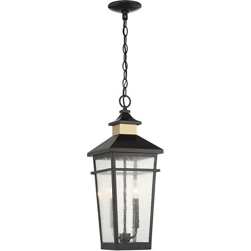 Kingsley 2 Light 8.5 inch Matte Black with Warm Brass Outdoor Hanging Lantern