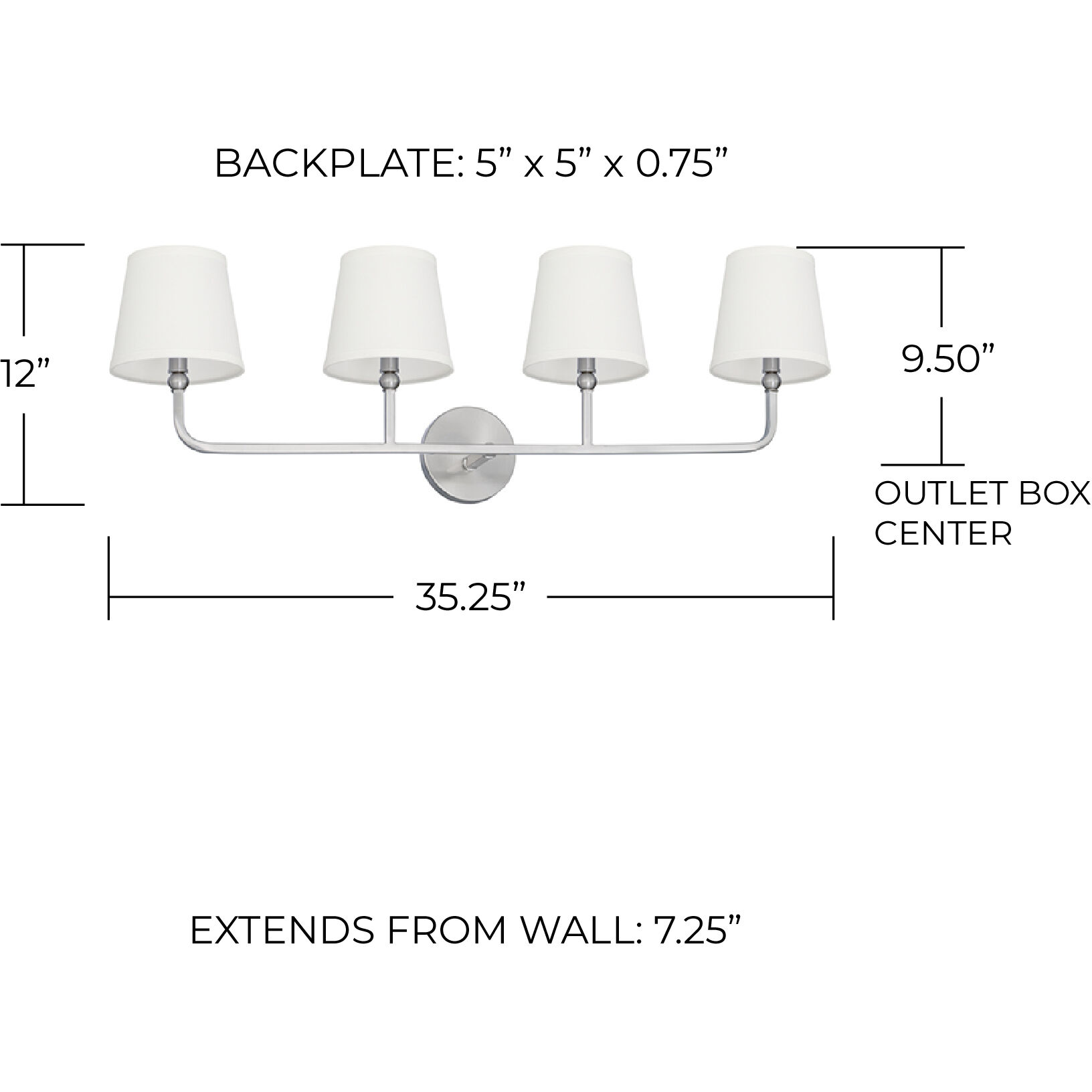 Dawson 4 Light 35 inch Brushed Nickel Vanity Light Wall Light