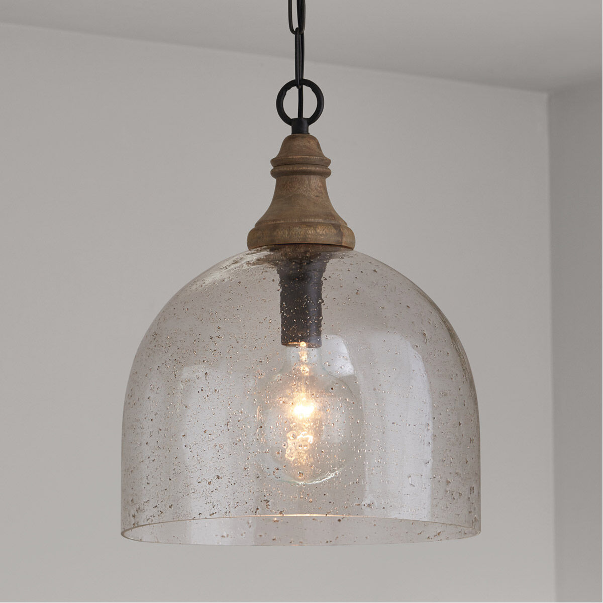 Inglewood 1 Light 15 inch Grey Wash and Dark Pewter Pendant Ceiling Light in Clear Seeded