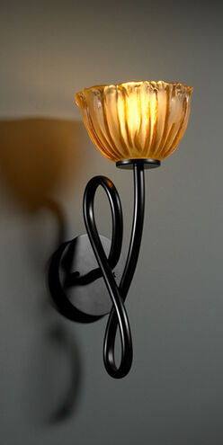Veneto Luce 1 Light 7 inch Matte Black Wall Sconce Wall Light in Amber (Veneto Luce), Bowl with Rippled Rim