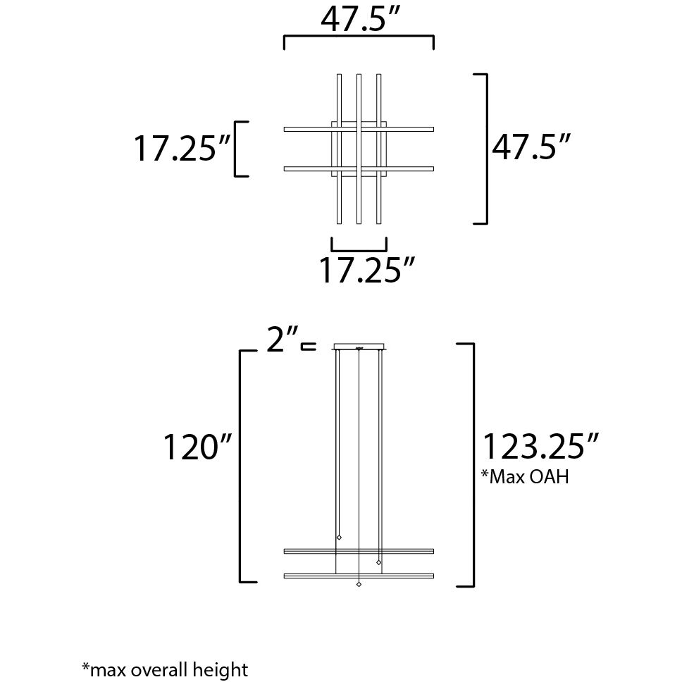 Hover LED 47.5 inch Black Multi-Light Pendant Ceiling Light