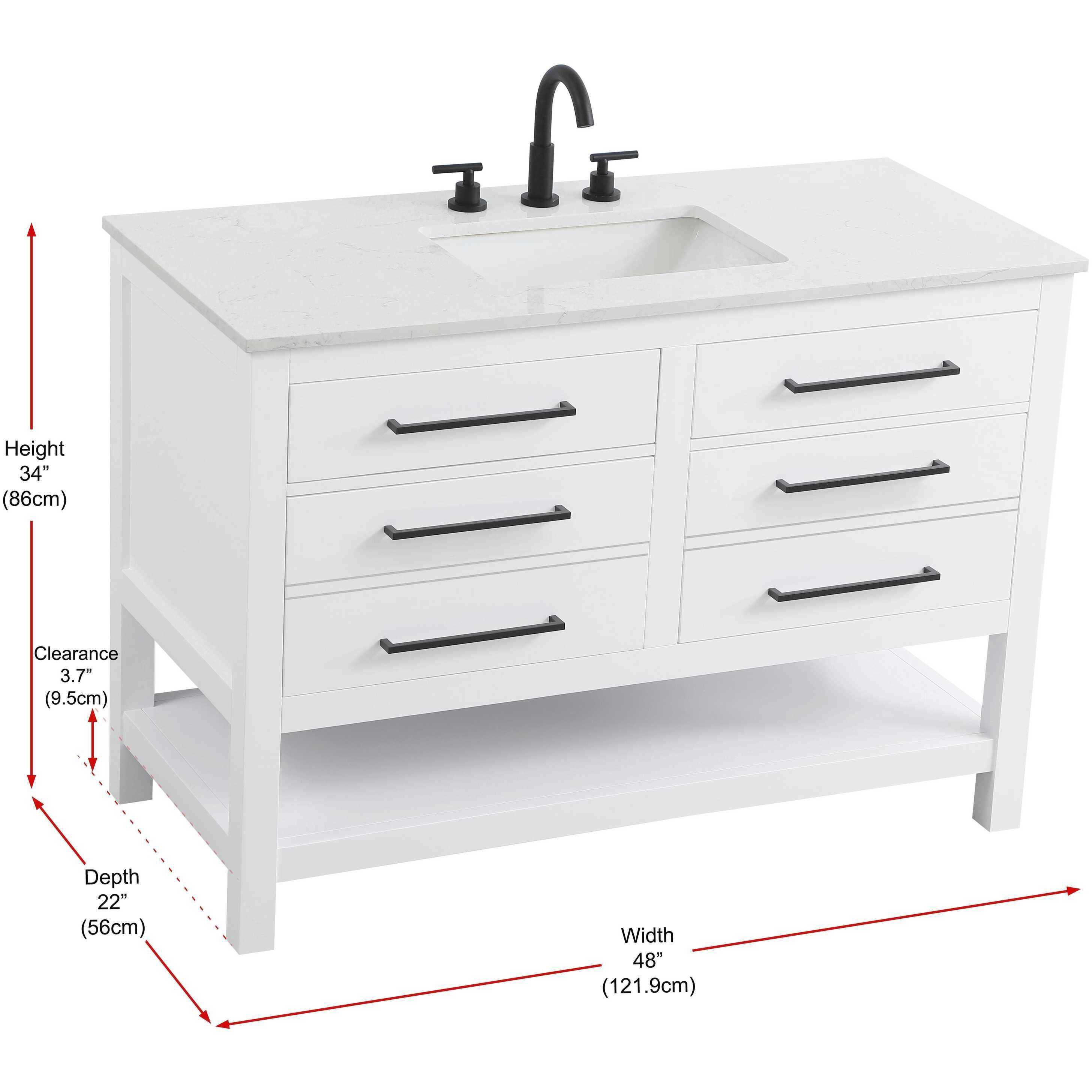 Karson 48 X 34 inch White Bathroom Vanity Cabinet