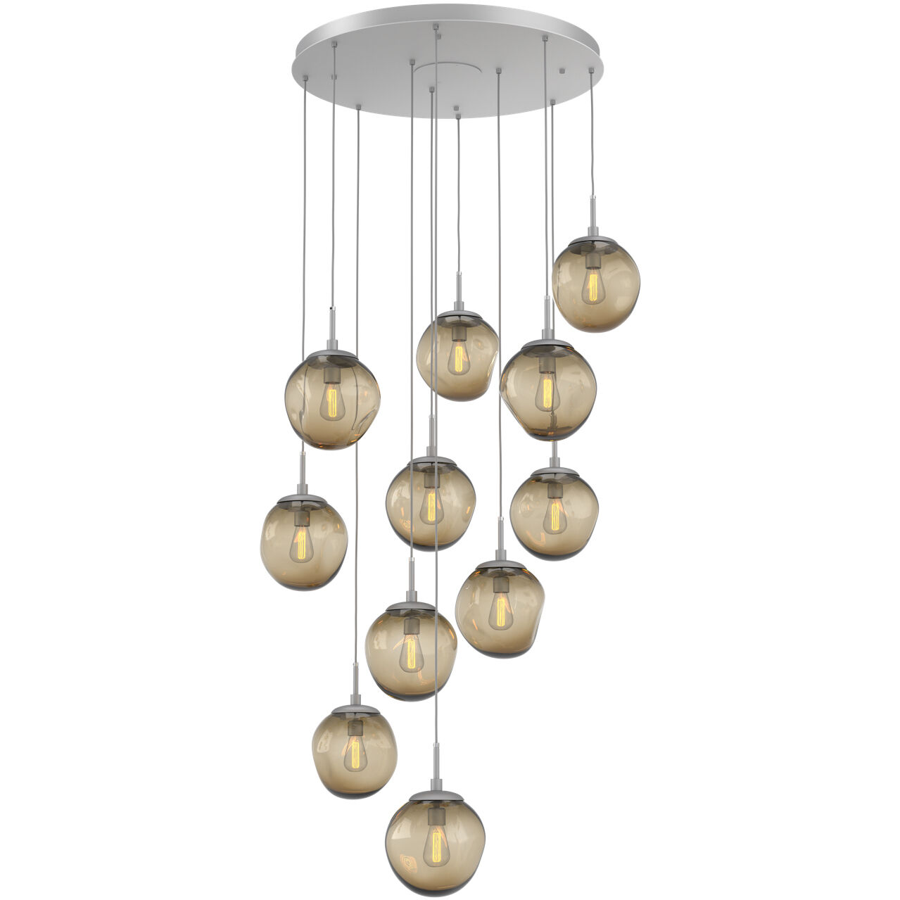 Aster Incandescent 11 Light Classic Silver Chandelier Ceiling Light, Round Multi-Pendant