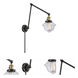 Small Oxford 30 inch 60.00 watt Black Antique Brass Swing Arm Wall Light, Franklin Restoration