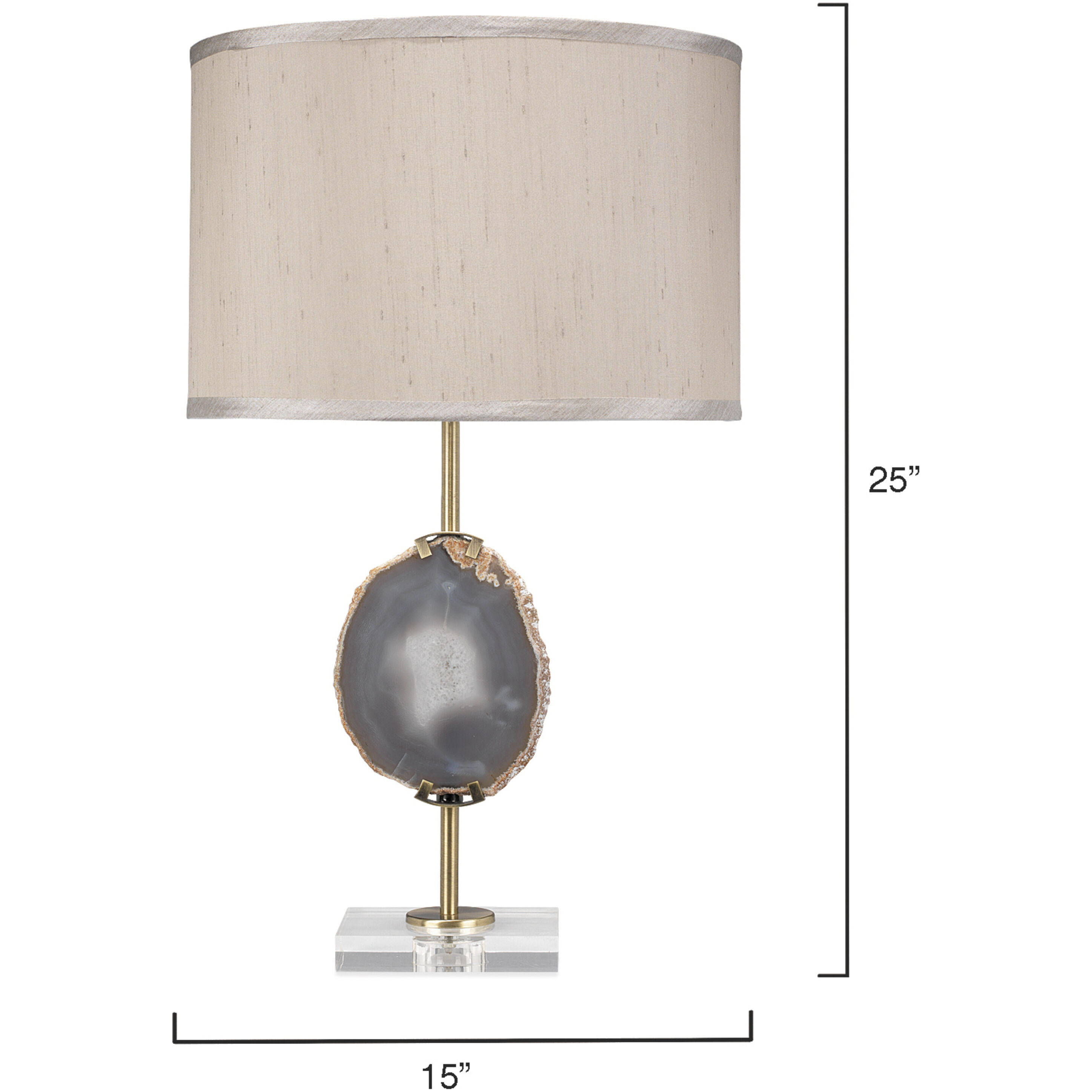 Agate 25.5 inch 100.00 watt Natural Lavendar Agate & Antique Brass Table Lamp Portable Light