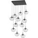 Nova LED LED Matte Black Chandelier Ceiling Light, Square Multi-Port