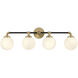 Dresden 4 Light 33 inch Matte Black with Warm Brass Accents Bathroom Vanity Light Wall Light, Lighting One