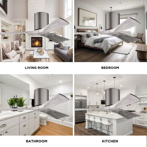 Atlas Irene-3H 52 inch Brushed Pewter with Barn Wood Tone Blades Ceiling Fan, Flush Mounted