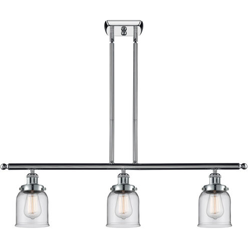 Ballston Small Bell 3 Light 36 inch Polished Chrome Island Light Ceiling Light in Clear Glass, Ballston