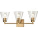 East Point 3 Light 24 inch Satin Brass Vanity Light Wall Light