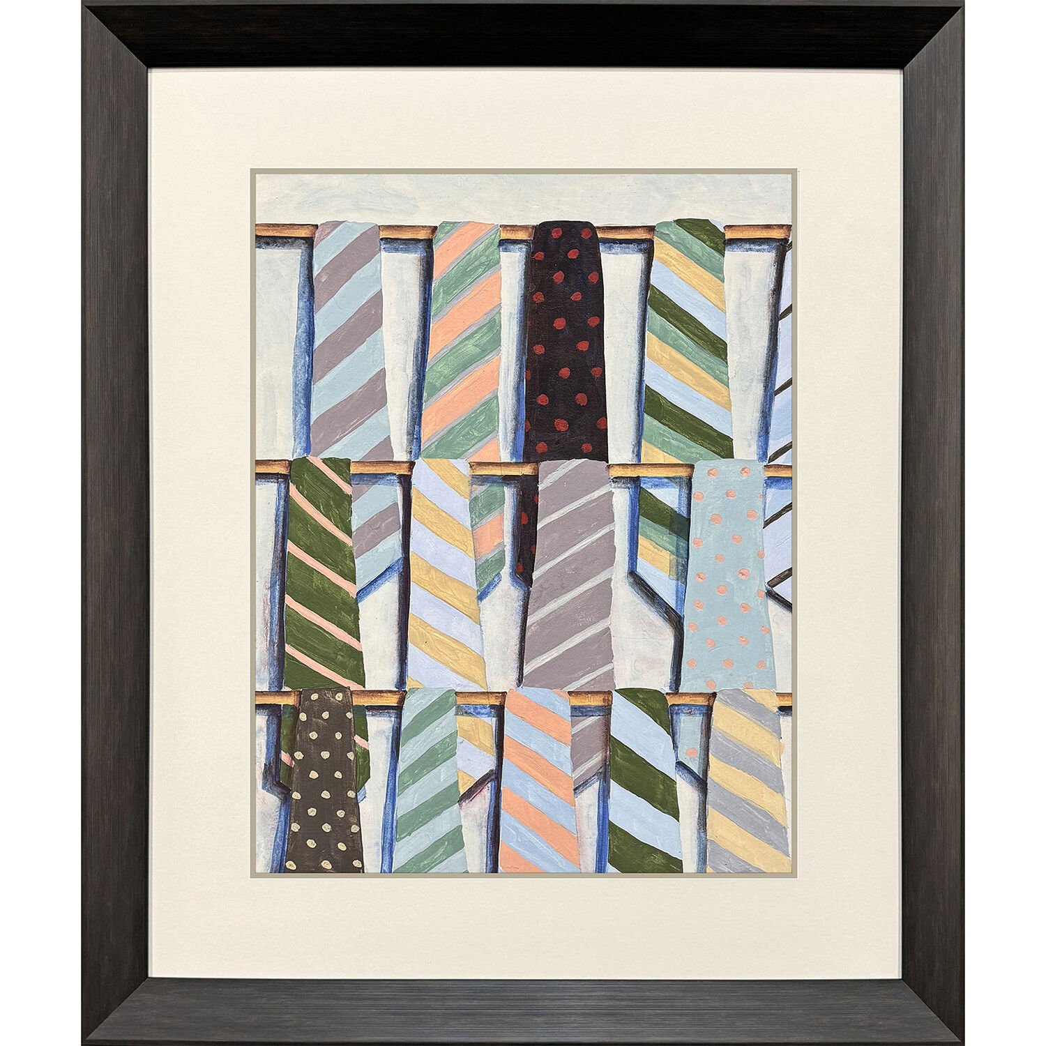 Hanging Ties Multi and Blue and Green and Yellow Framed Art