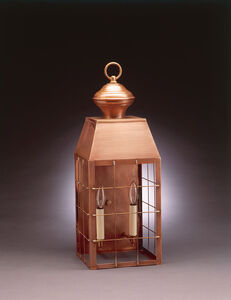 Woodcliffe 2 Light 23 inch Antique Copper Outdoor Wall Lantern in Clear Seedy Glass, No Chimney, Candelabra