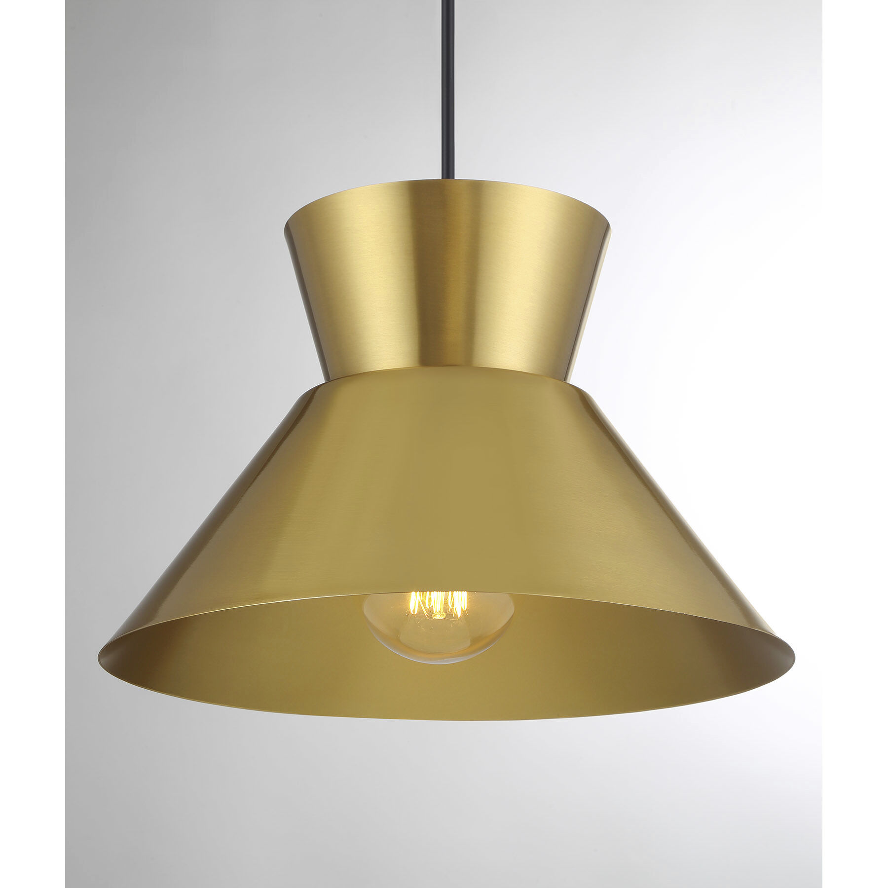 Mid-Century Modern 1 Light 12 inch Natural Brass Pendant Ceiling Light