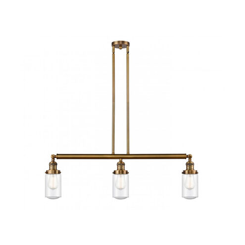 Franklin Restoration Dover 3 Light 37 inch Brushed Brass Island Light Ceiling Light in Seedy Glass, Franklin Restoration