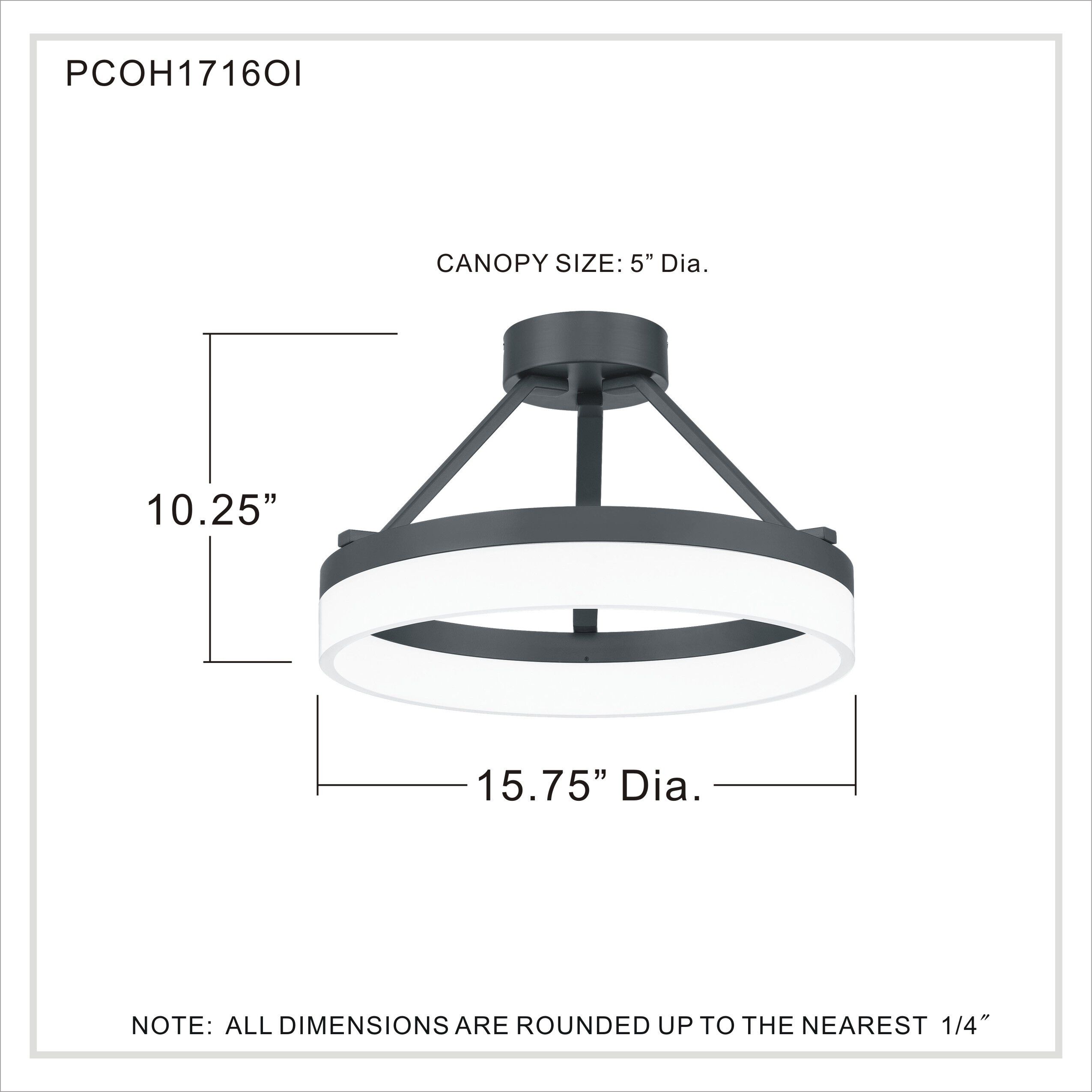 Cohen LED 16 inch Oil Rubbed Bronze Semi-Flush Mount Ceiling Light
