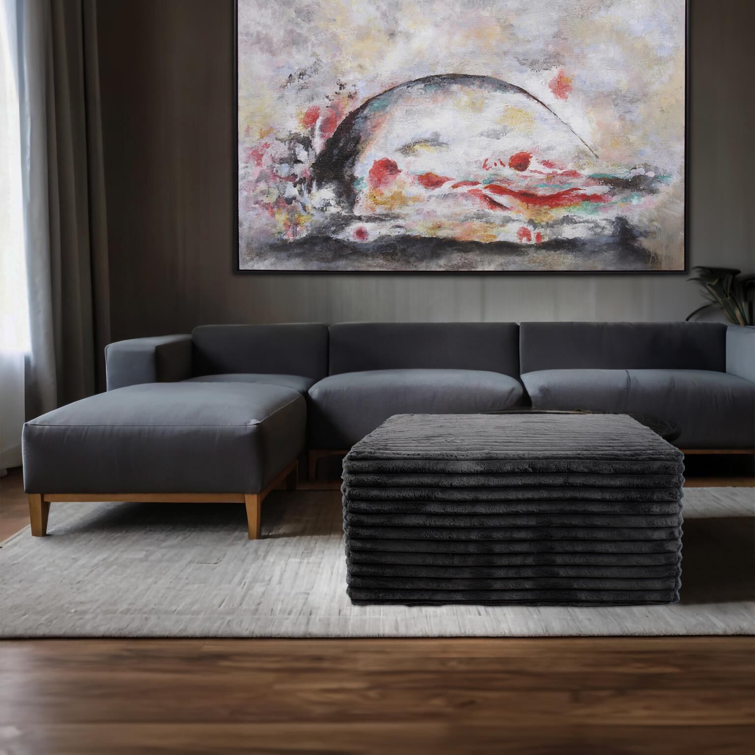 Shar Pei Universal 18 inch Black Ottoman