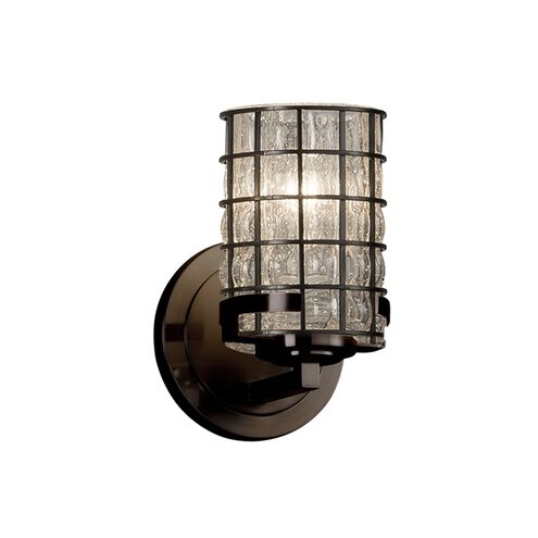 Wire Glass Wall Sconce Wall Light in Polished Chrome, Swirl with Clear Bubbles, Incandescent, Atlas