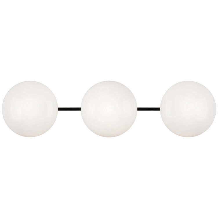 Pearlesque 3 Light 24 inch Matte Black Wall Sconce Wall Light in Matte Black and Opal Glass