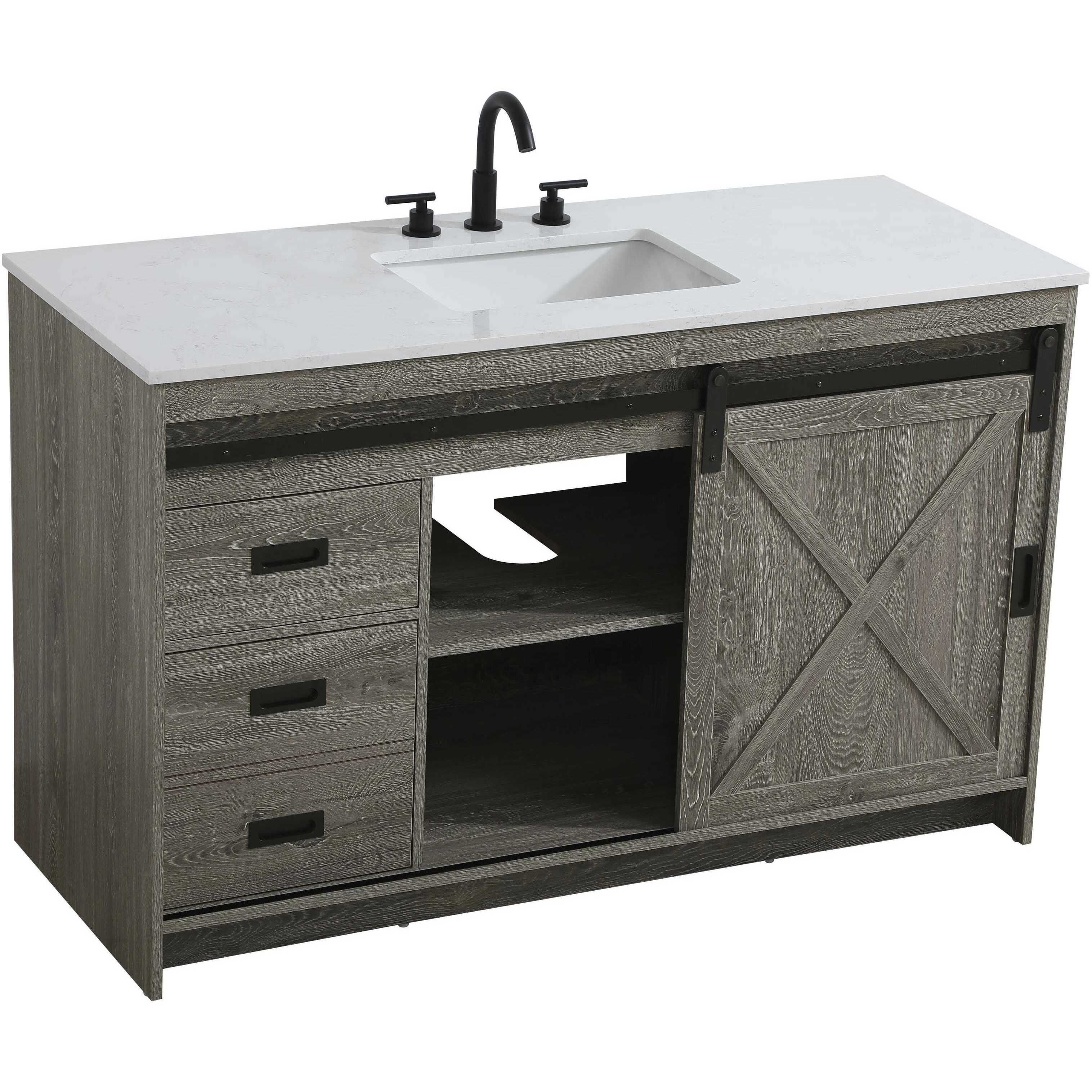 Austin 54 X 34 inch Rustic Grey Bathroom Vanity Cabinet
