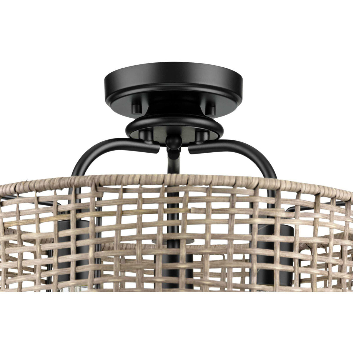 Lavelle 3 Light 16 inch Matte Black Semi Flush Mount Ceiling Light, Pendant Convertible