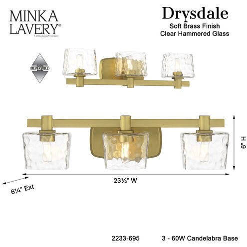 Drysdale 2 Light 14.5 inch Soft Brass Bath Vanity Wall Light