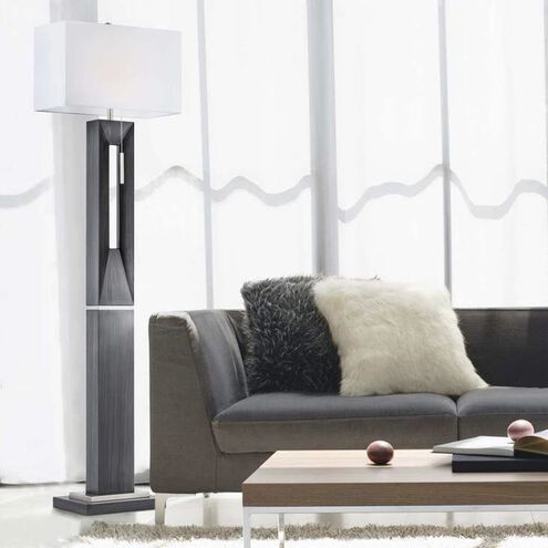 Parallux 62 inch 100.00 watt Charcoal Gray and Brushed Nickel Floor Lamp Portable Light