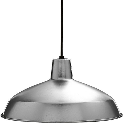Metal Shade 1 Light 16 inch Brushed Steel Pendant Ceiling Light