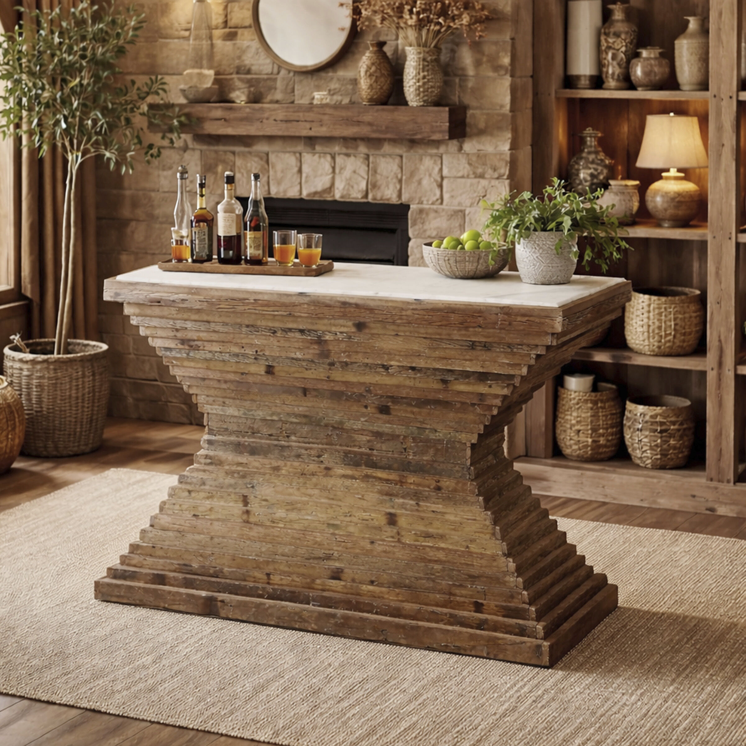 Summit Wood 54 inch Natural Brown and White Console