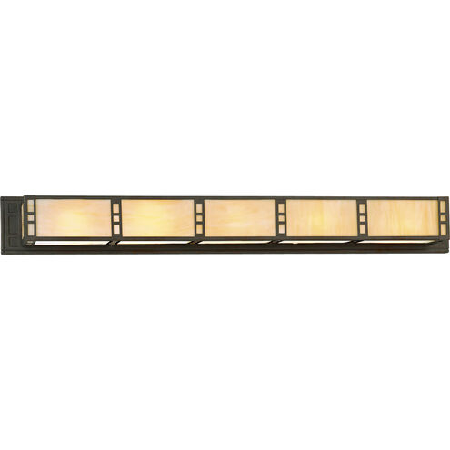 Arts and Crafts 5 Light 41 inch Weathered Bronze Bath Vanity Wall Light