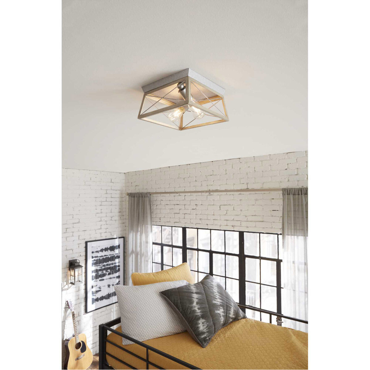 Briarwood 2 Light 12 inch Galvanized Flush Mount Ceiling Light