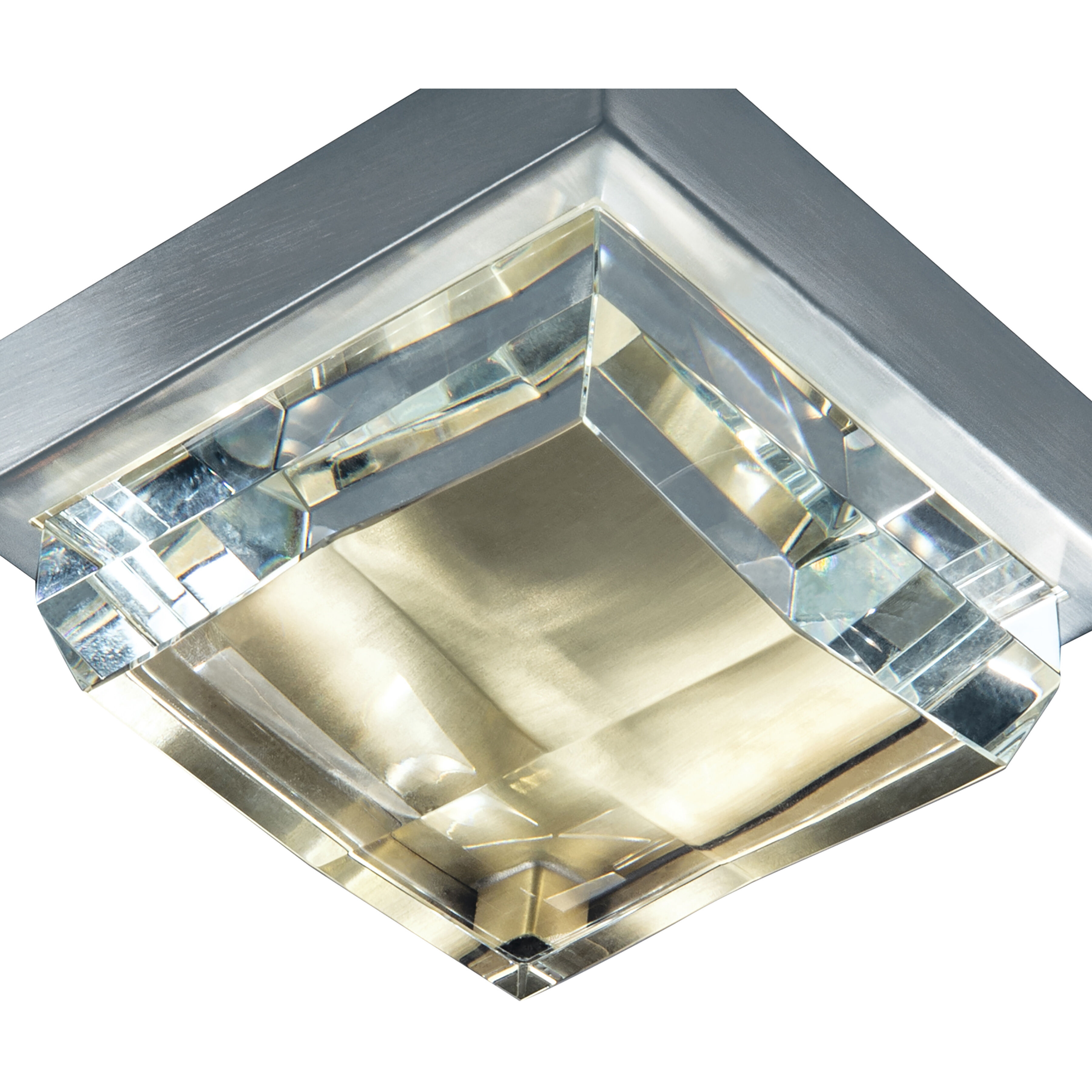 Crystal LED 6.38 inch Brushed Nickel with Satin Brass Flush Mount Ceiling Light
