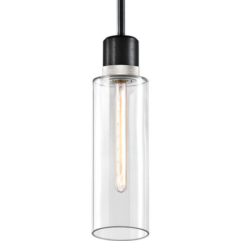 Zigrina 1 Light 5.88 inch Satin Brushed Black with Polished Nickel Pendant Ceiling Light