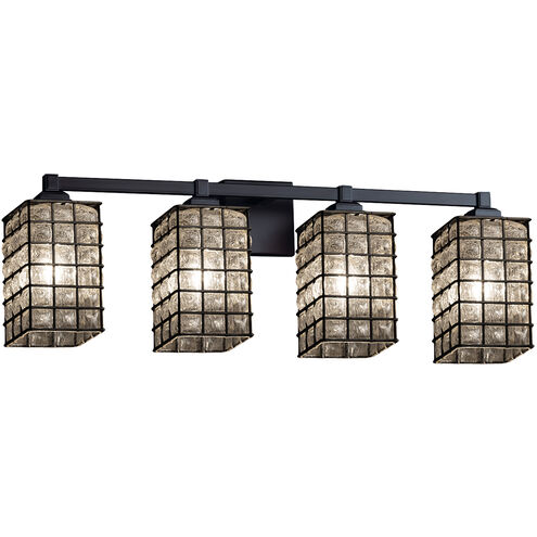 Wire Glass 31 inch Matte Black Bath Bar Wall Light