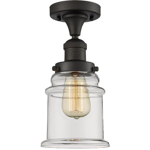 Franklin Restoration Canton LED 6 inch Oil Rubbed Bronze Semi-Flush Mount Ceiling Light in Clear Glass, Franklin Restoration