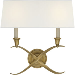 Chapman & Myers Cross Bouillotte 2 Light 15.5 inch Antique-Burnished Brass Sconce Wall Light in Linen, Large