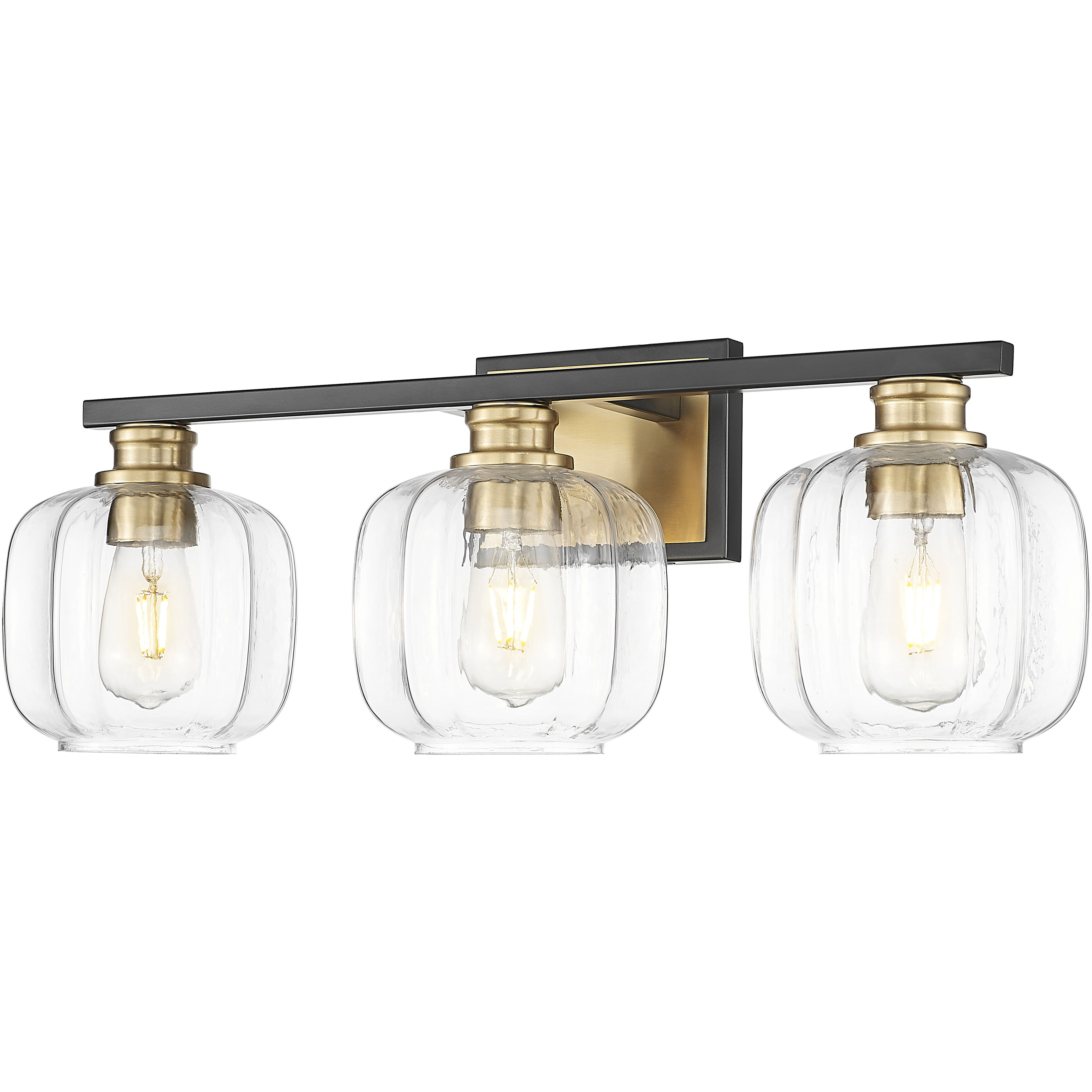 Oxley 3 Light 25 inch Matte Black and Brass Vanity Wall Light