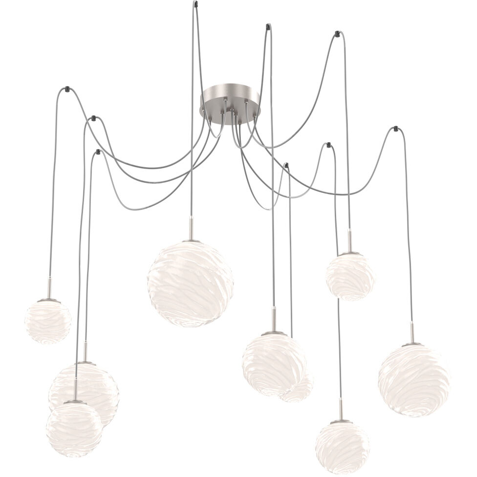 Gaia LED 19.4 inch Metallic Beige Silver Swag Multi-Pendant Ceiling Light in 3000K LED, Opal White