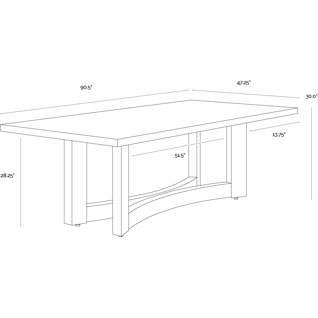 Arezza 90.5 X 47.25 inch Light Wash Dining Table