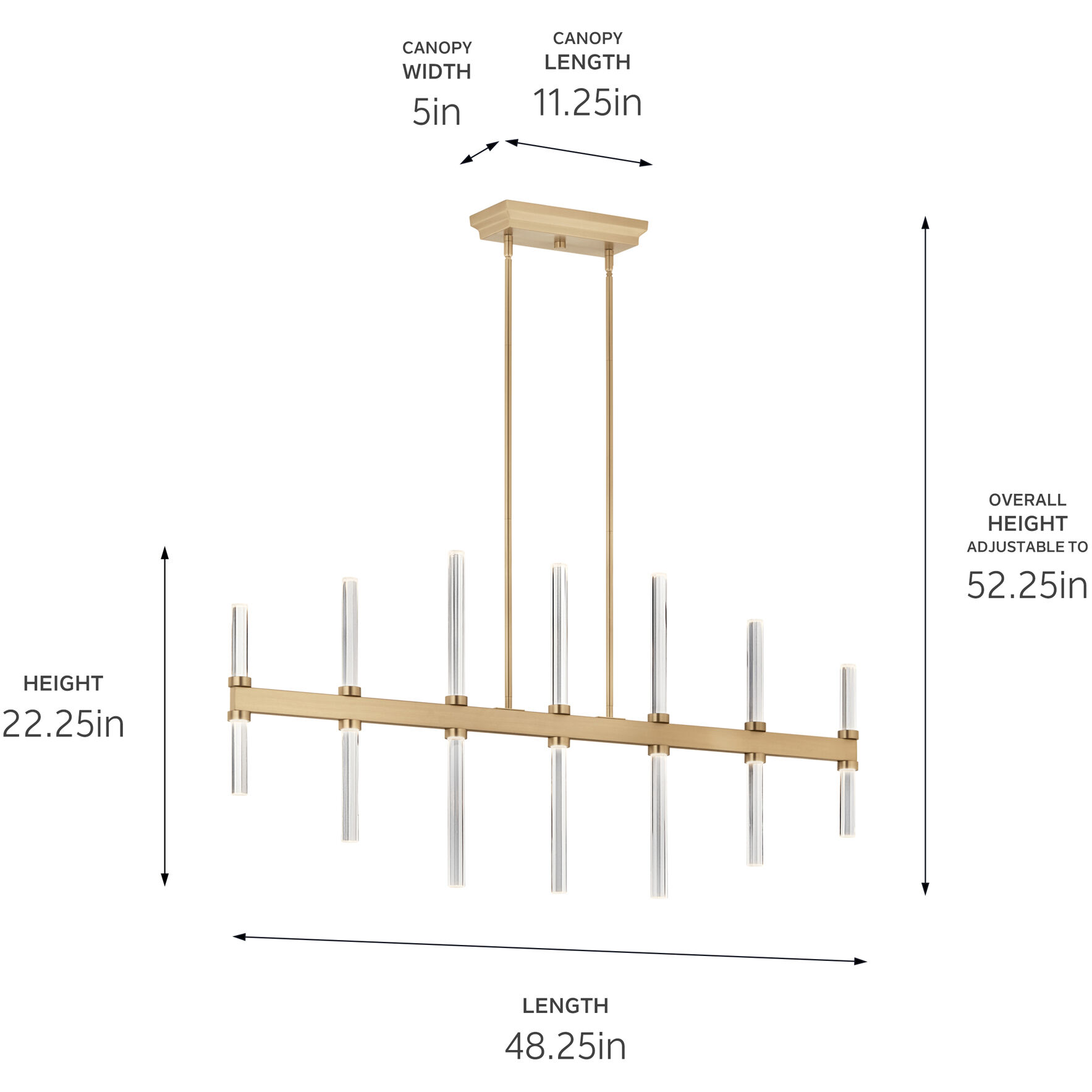 Sycara LED 5 inch Champagne Bronze Chandelier Linear Ceiling Light, Single
