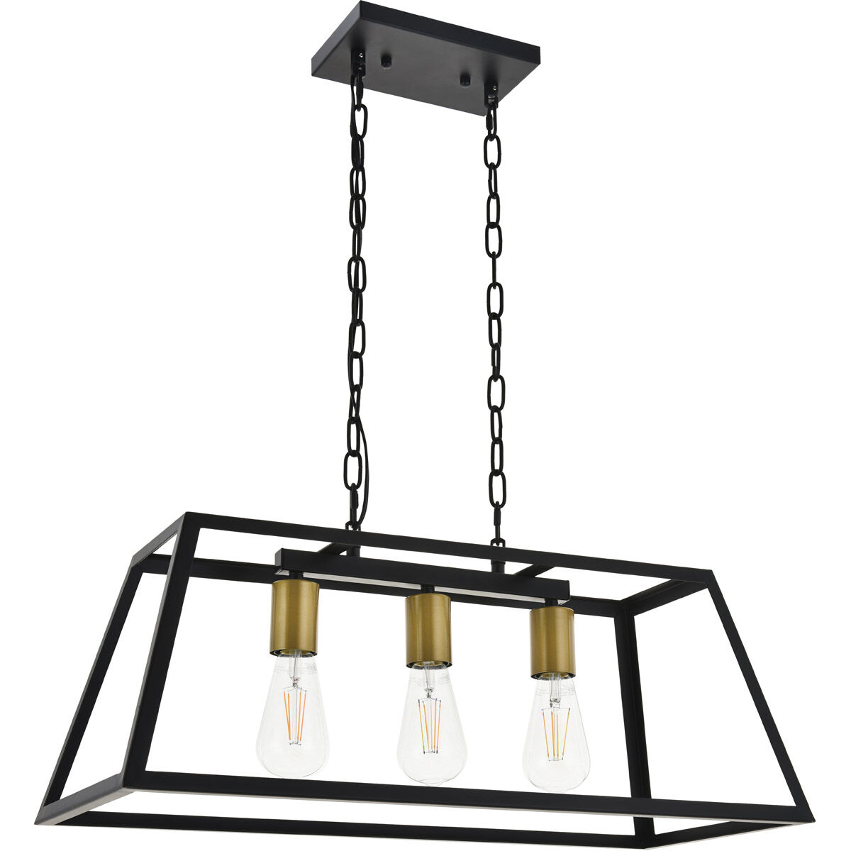 Resolute 3 Light 25 inch Brass and Black Pendant Ceiling Light