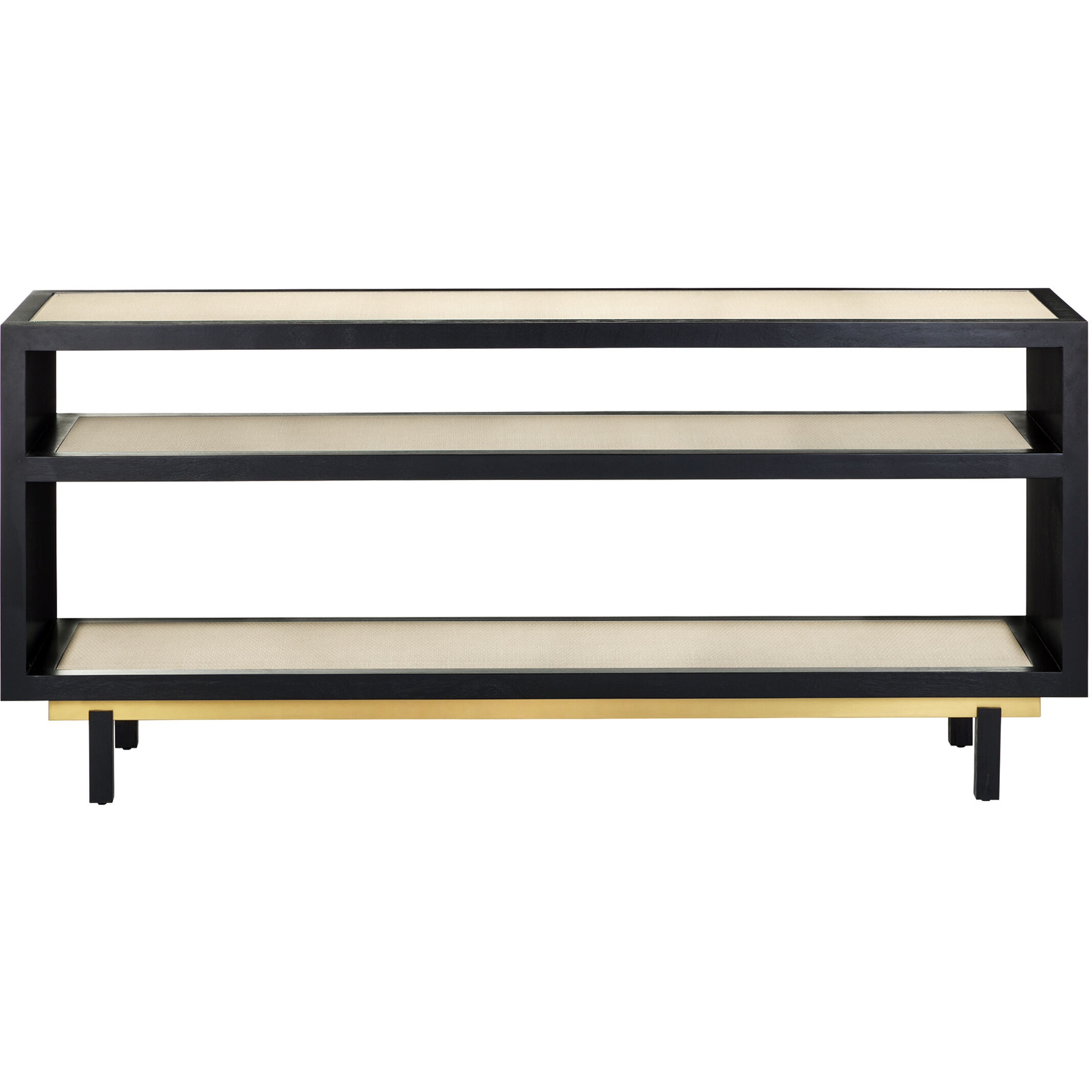 Deanna 72 inch Ivory/Black/Brushed Brass/Clear Console Table