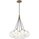 Bolla LED 16.5 inch Brushed Gold Chandelier Ceiling Light in Clear Glass and Interior Opal Glass