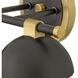 Bowie 2 Light 14.25 inch Lacquered Brass and Black Vanity Light Wall Light in Lacquered Brass with Black
